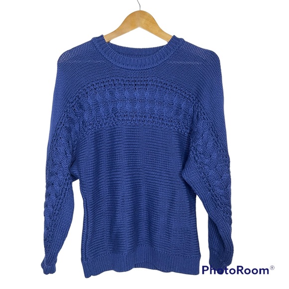 Stitches & Stripes Sweaters - Stitches & Stripes Royal Blue Cable Knit Crewneck Sweater Small